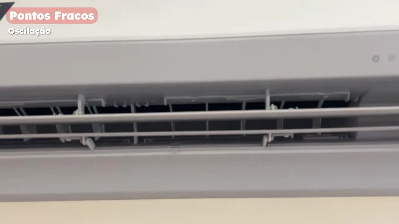 Aletas do ar-condicionado split movimentando-se durante o funcionamento do aparelho