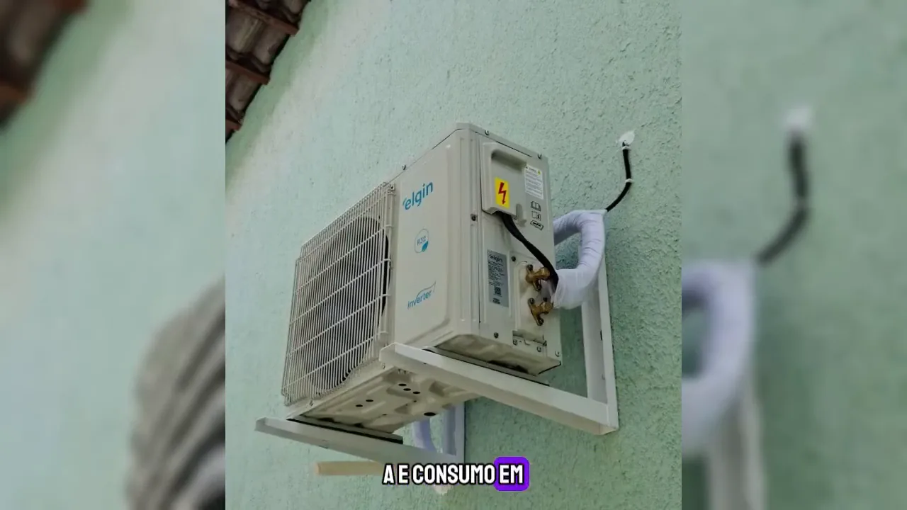 Condensadora externa do Elgin Eco funcionando na área externa