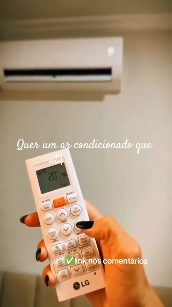 Controle remoto ajustando a temperatura do ar-condicionado LG