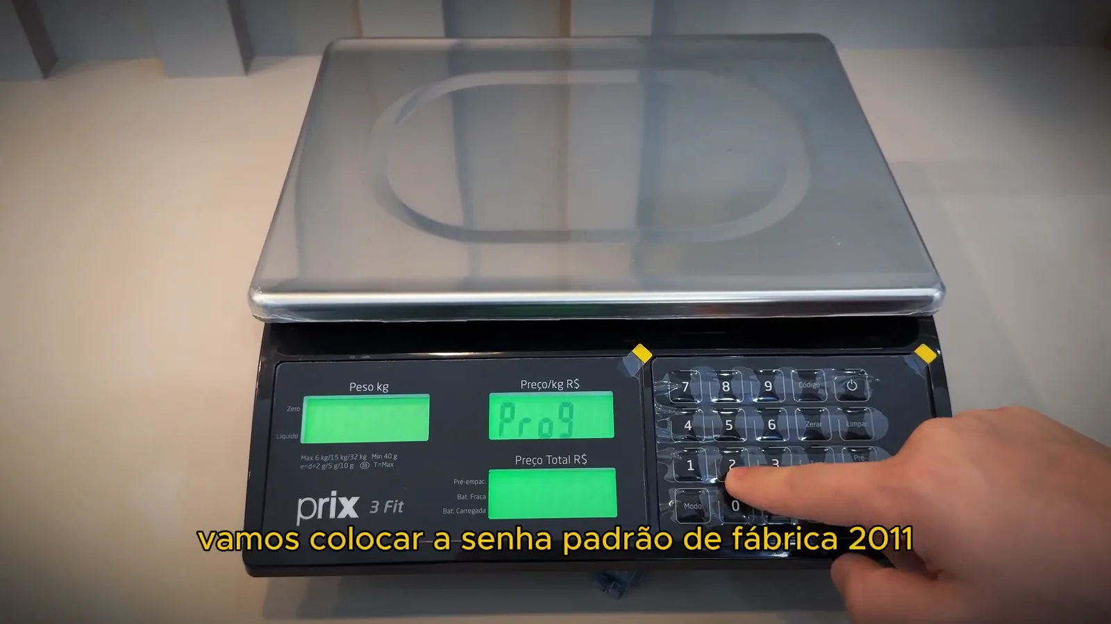 Configuração dos parâmetros no teclado numérico da balança digital Toledo