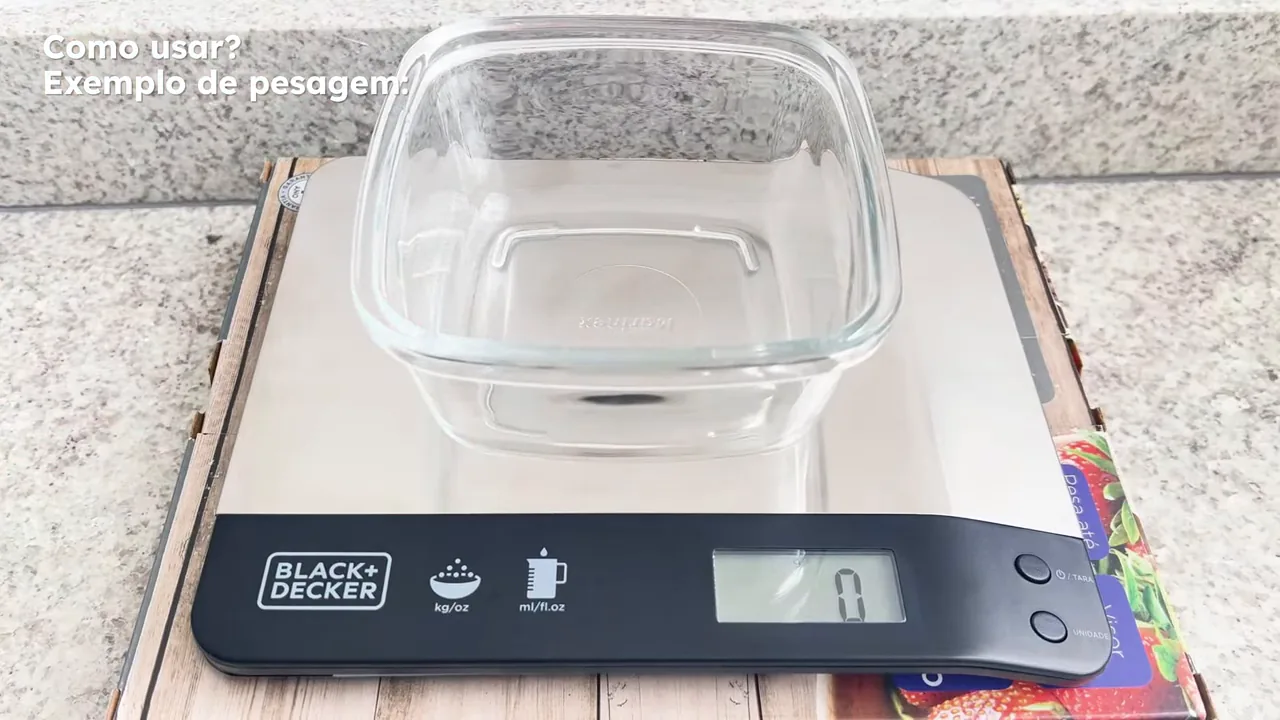 Função tara sendo utilizada para zerar peso e adicionar ingredientes