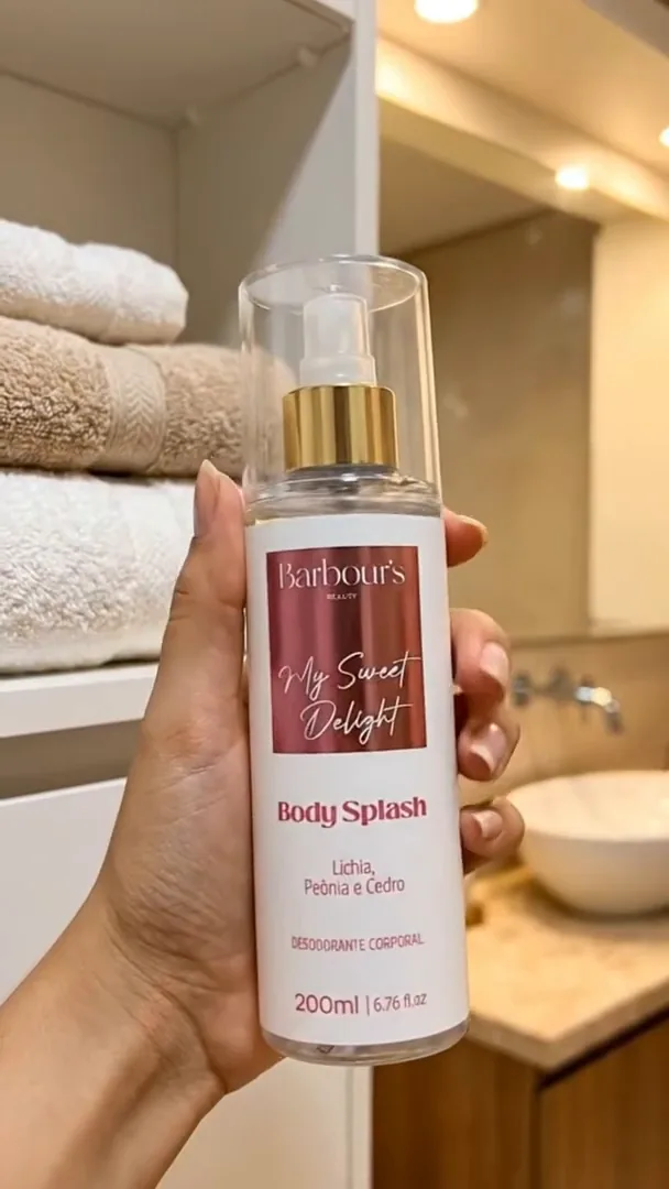 Embalagem do body splash Barbour's Beauty My Sweet Delight de duzentos ml