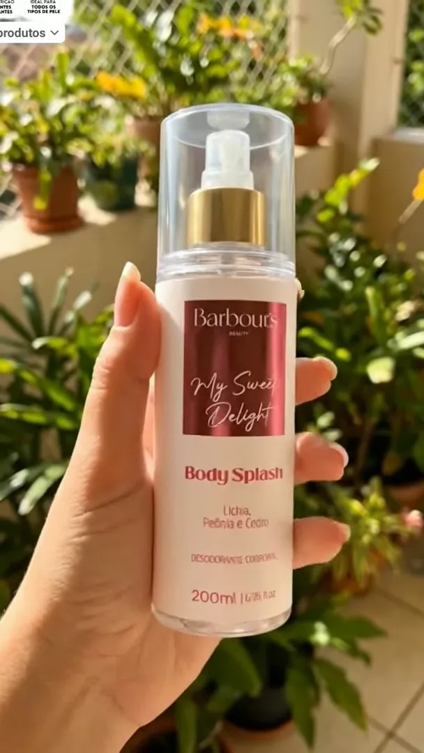 Apresentação do frasco do body splash Barbour's Beauty em ambiente externo