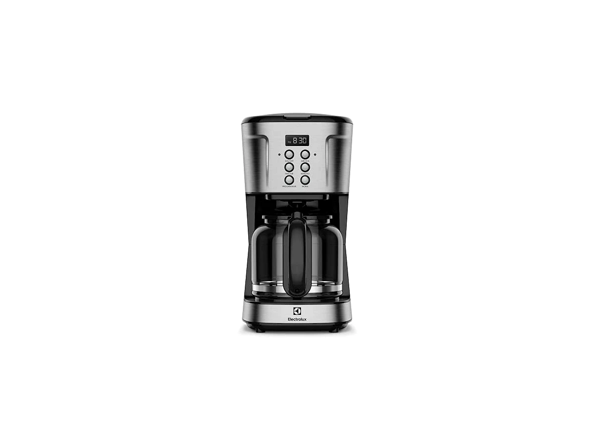Cafeteira elétrica 38 xícaras 900W Electrolux Experience ECM30. Potência e rendimento comercial confirmados.