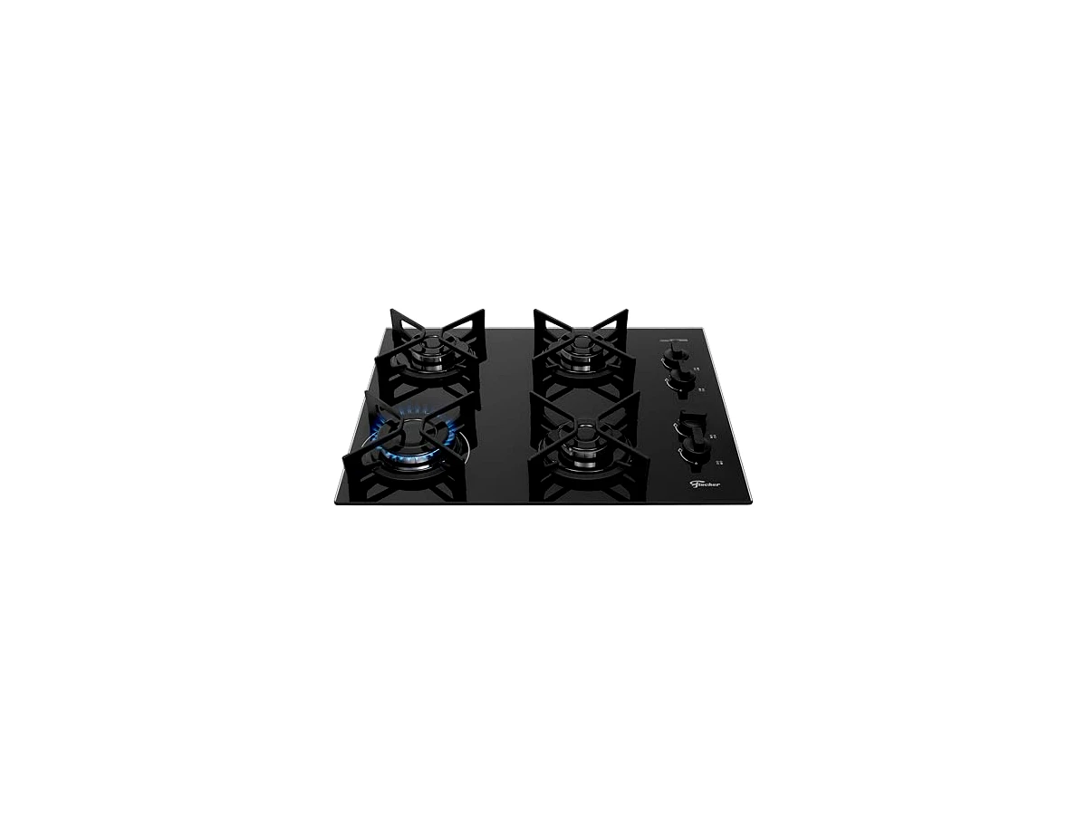 Cooktop 4 bocas a gás de vidro Fischer Fit Line Trempe Iron