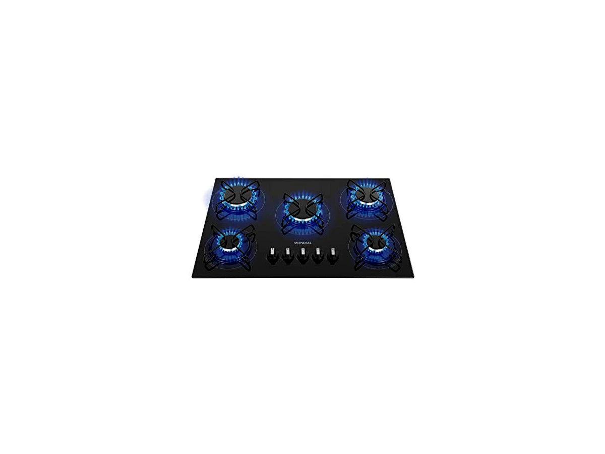 Cooktop 5 bocas a gás de vidro 11050W Mondial CTG-02