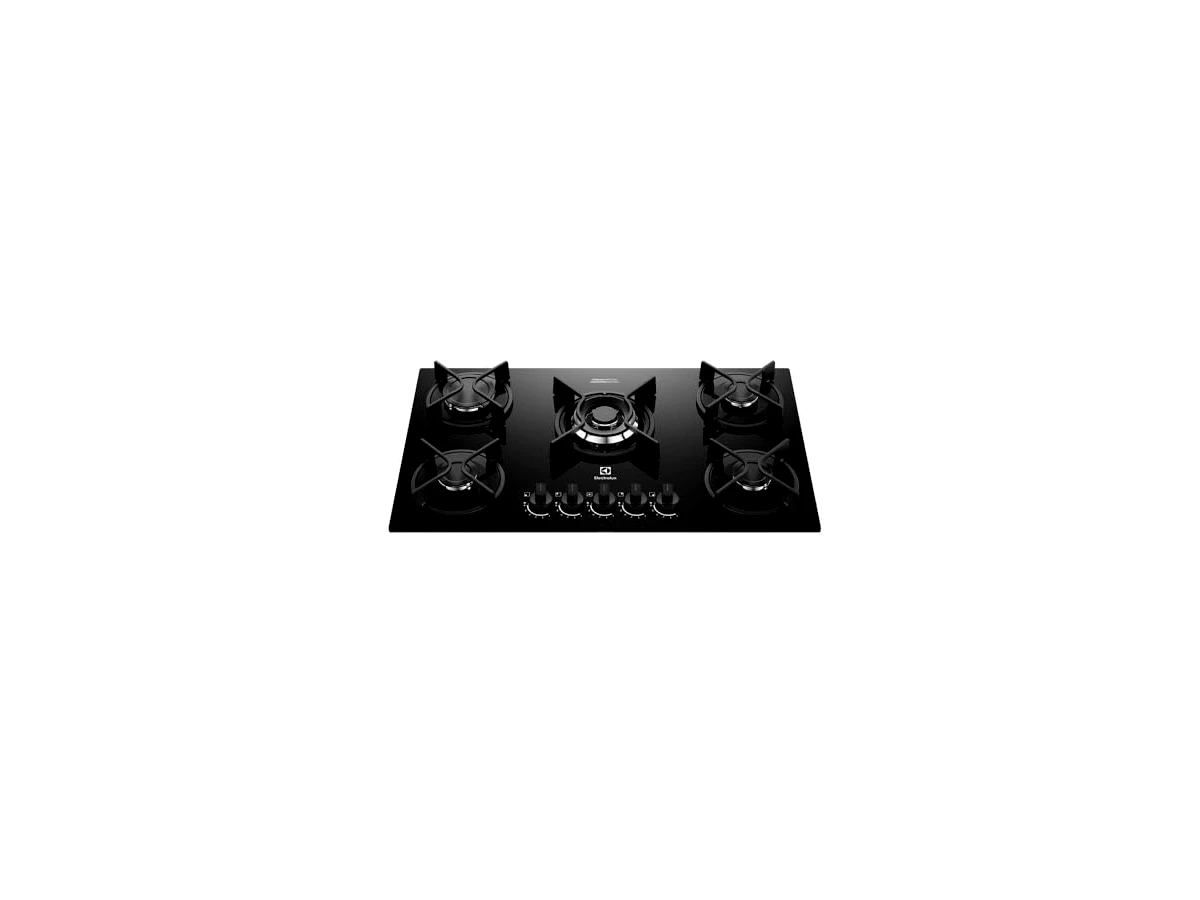 Cooktop 5 bocas a gás de vidro 12000W Electrolux Experience KE5GC