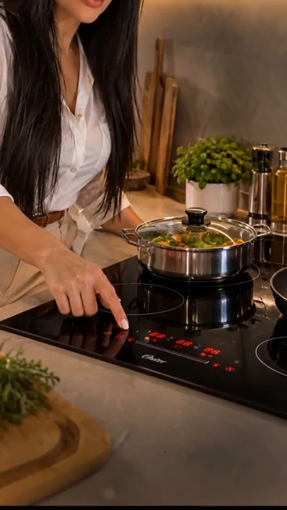 Ajuste de potência no painel sensível ao toque do cooktop Oster