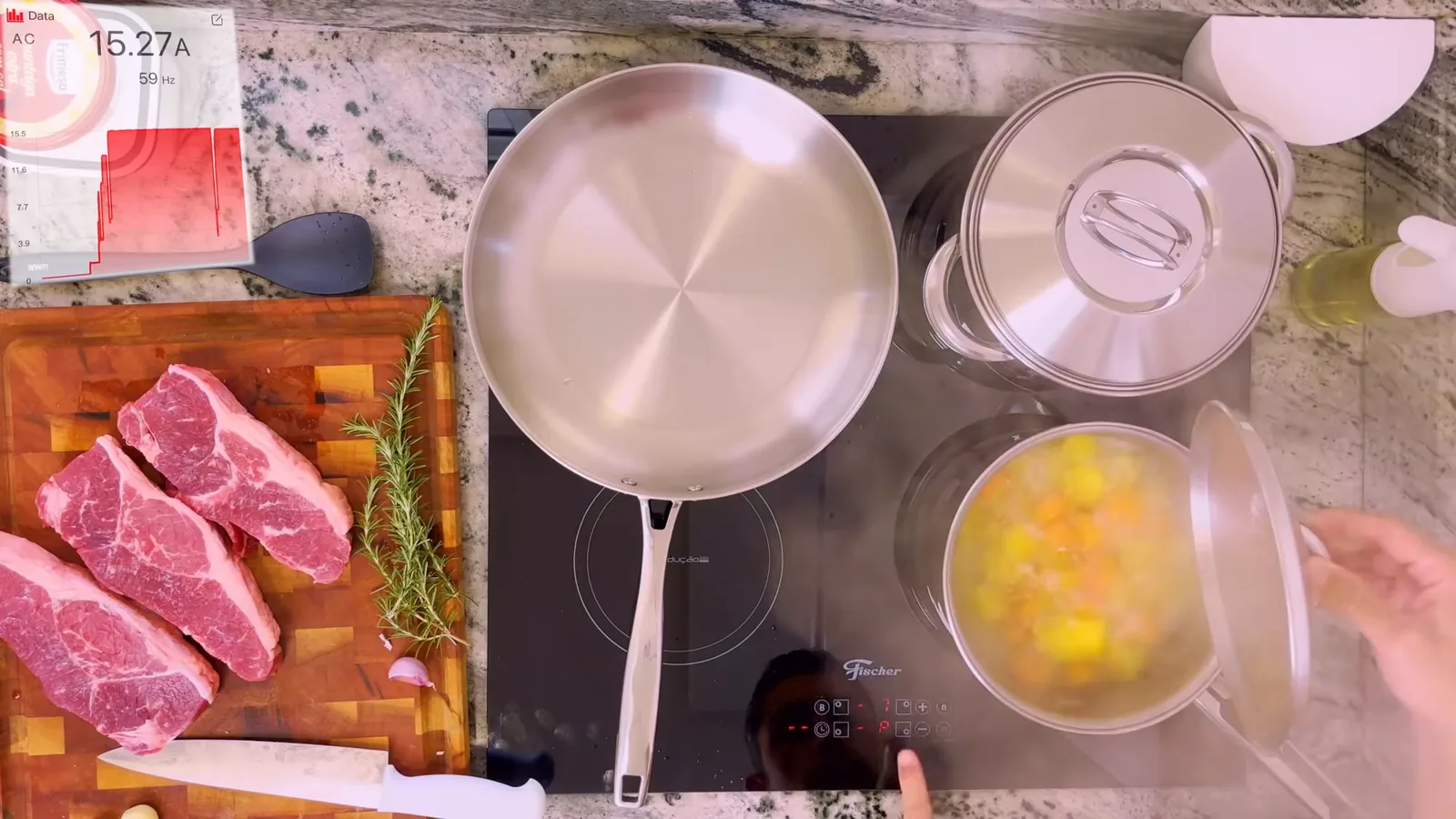 Controle de temperatura durante a fervura de água no cooktop