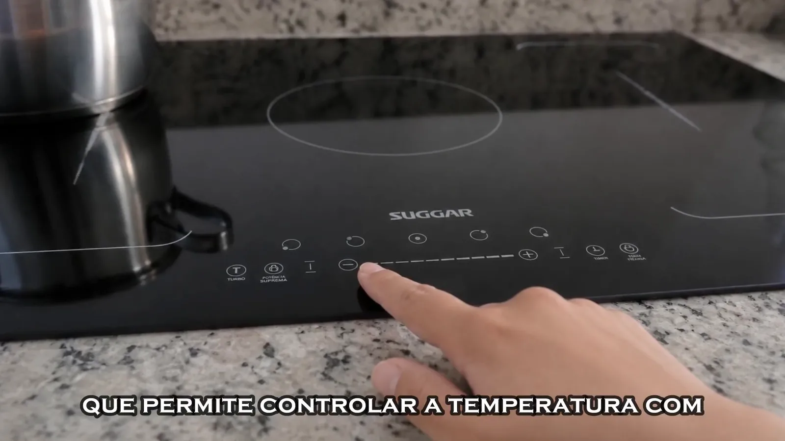 Ajuste dos níveis de potência no painel touch do cooktop