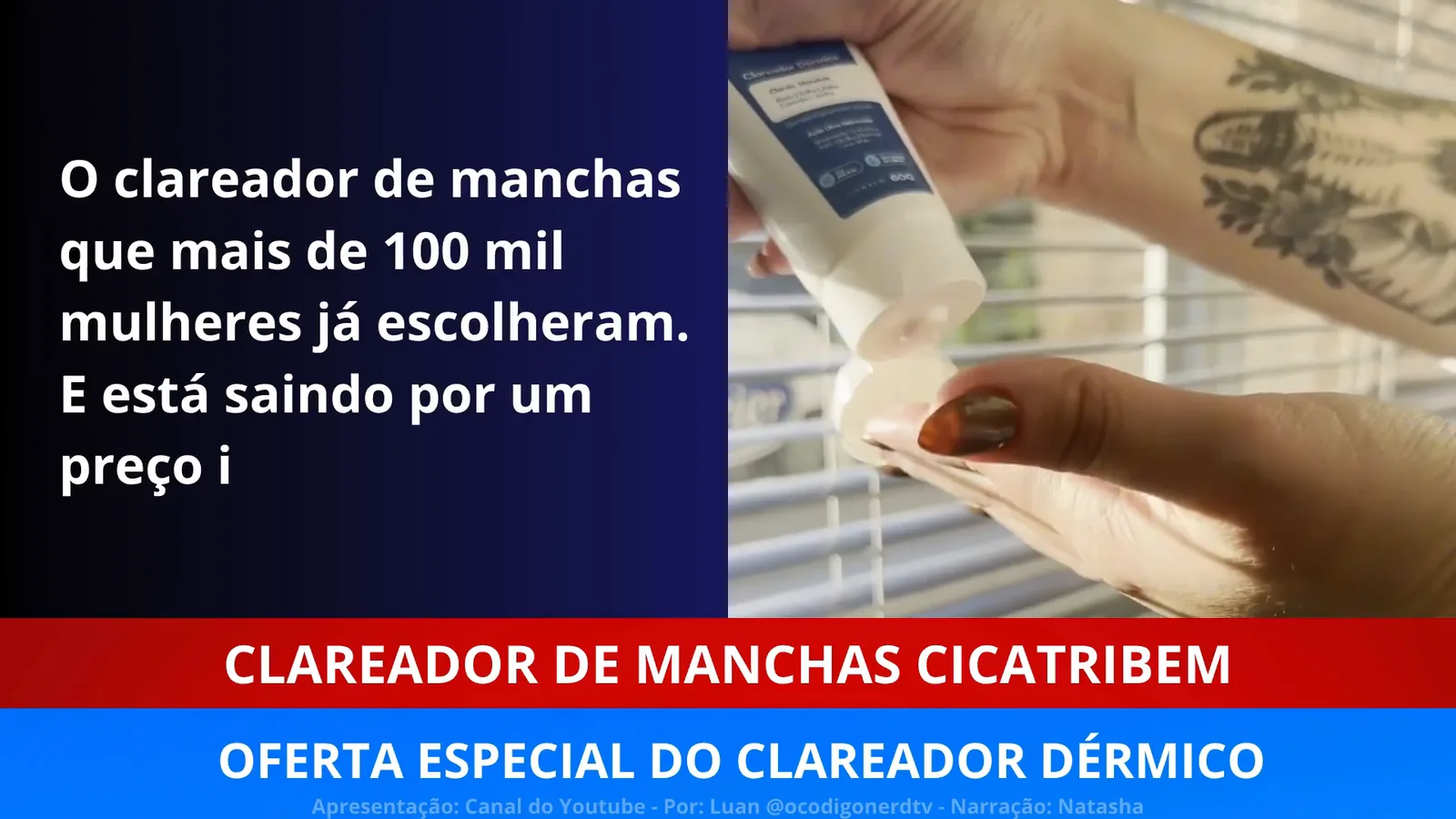 Creme clareador sendo dosado da bisnaga na ponta dos dedos
