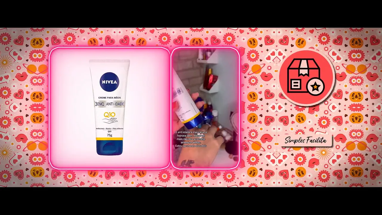 Aplicação do creme antissinais Nivea Q10 diretamente sobre a mão