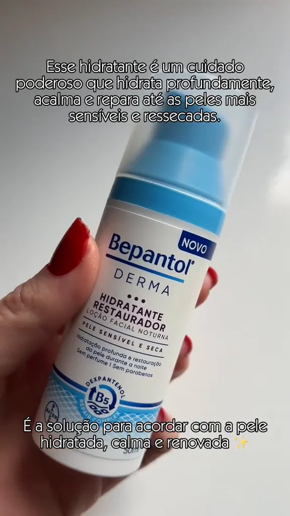 Embalagem do creme restaurador noturno Bepantol Derma em detalhes