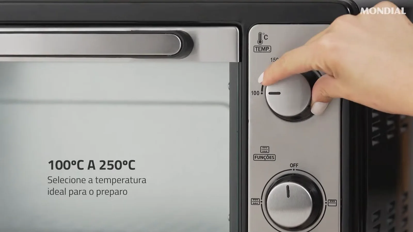 Ajuste de temperatura no botão giratório do painel de controle