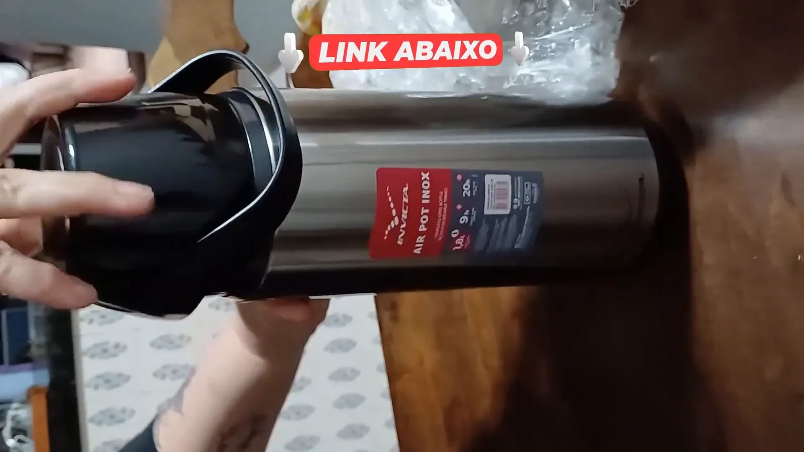 Tubo de sucção e estrutura interna da garrafa térmica Invicta