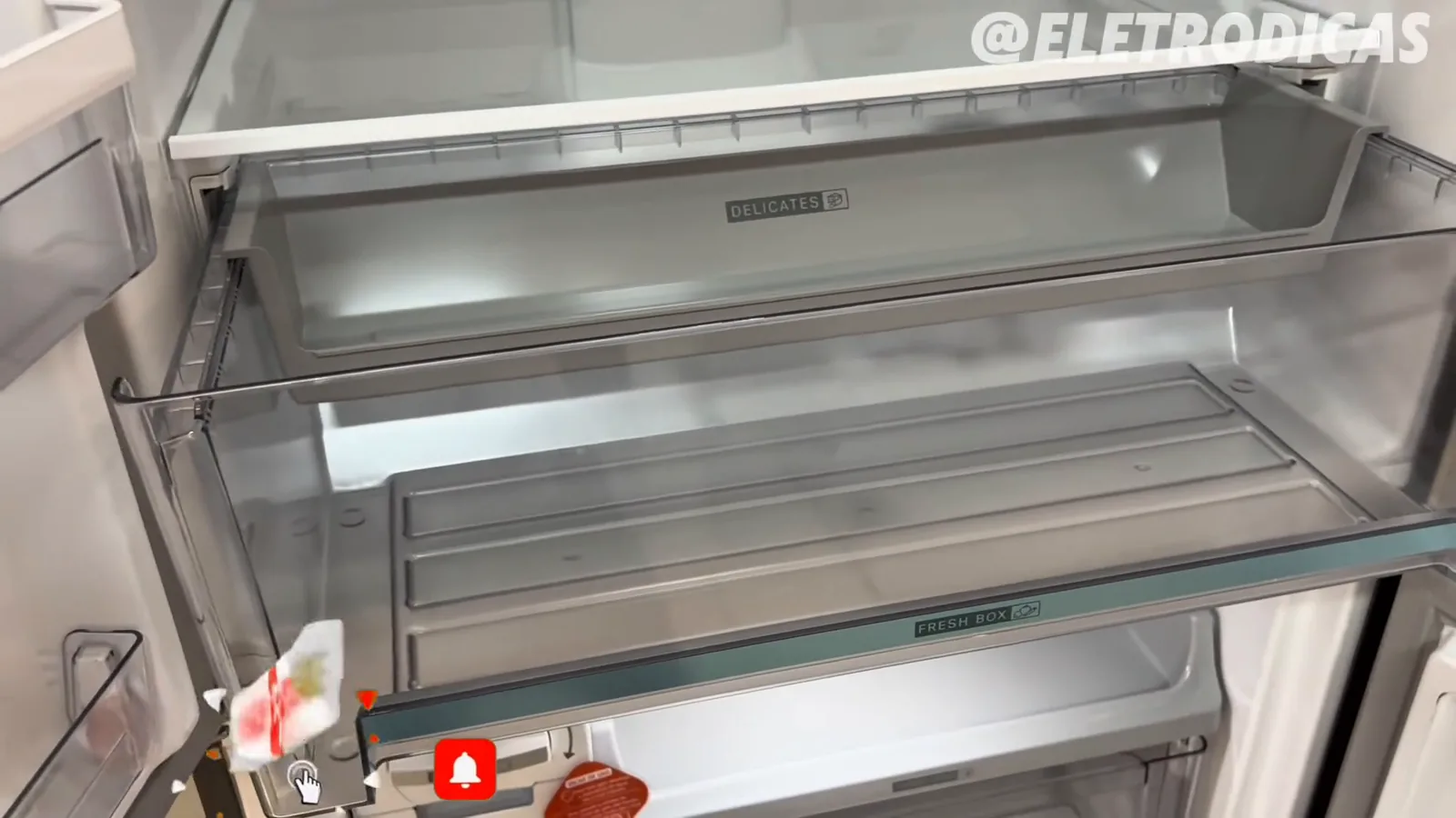 Gaveta Fresh Box com compartimento Delicates para conservação de frutas delicadas