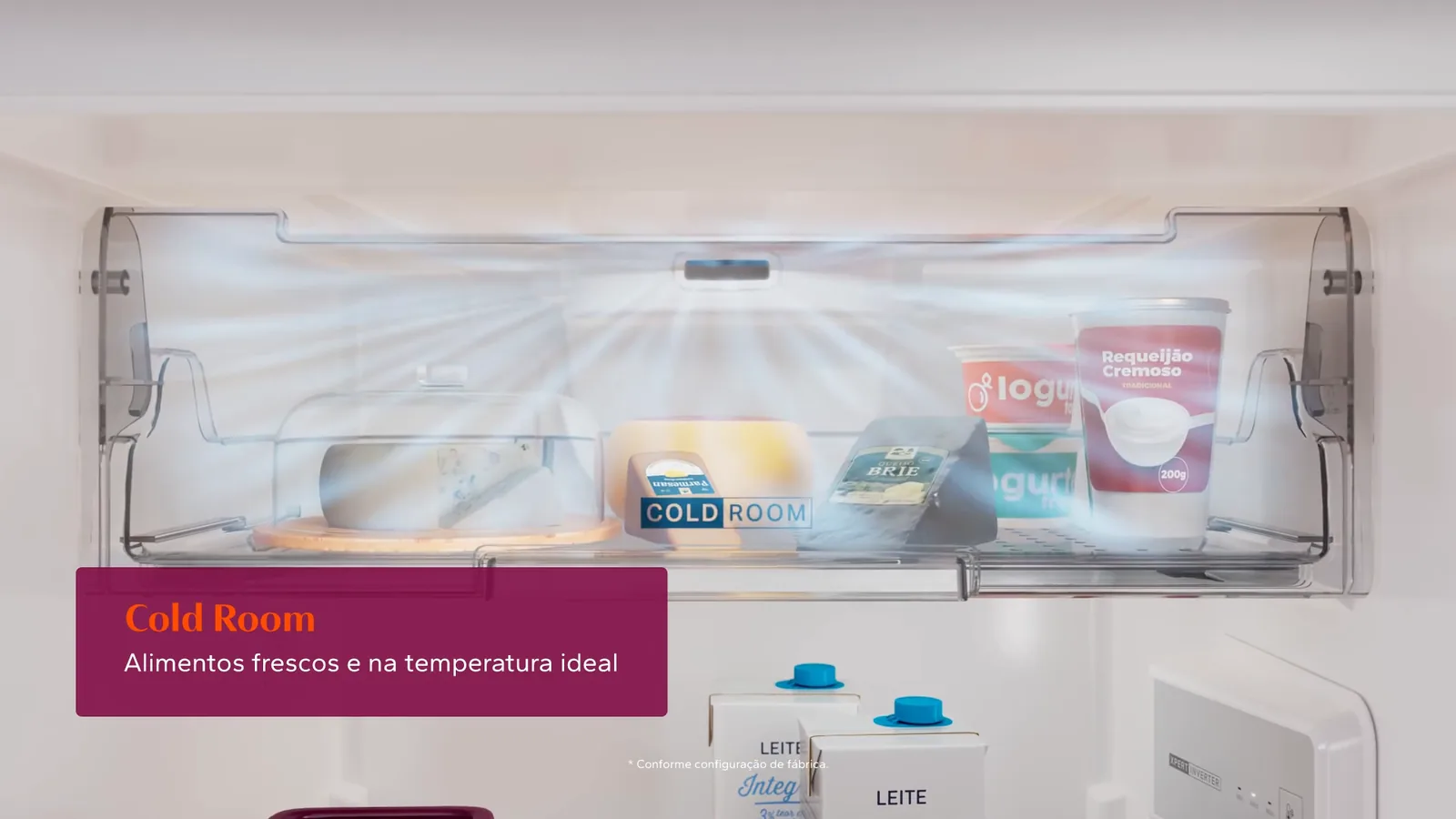 Compartimento Cold Room mantém laticínios frescos na temperatura adequada