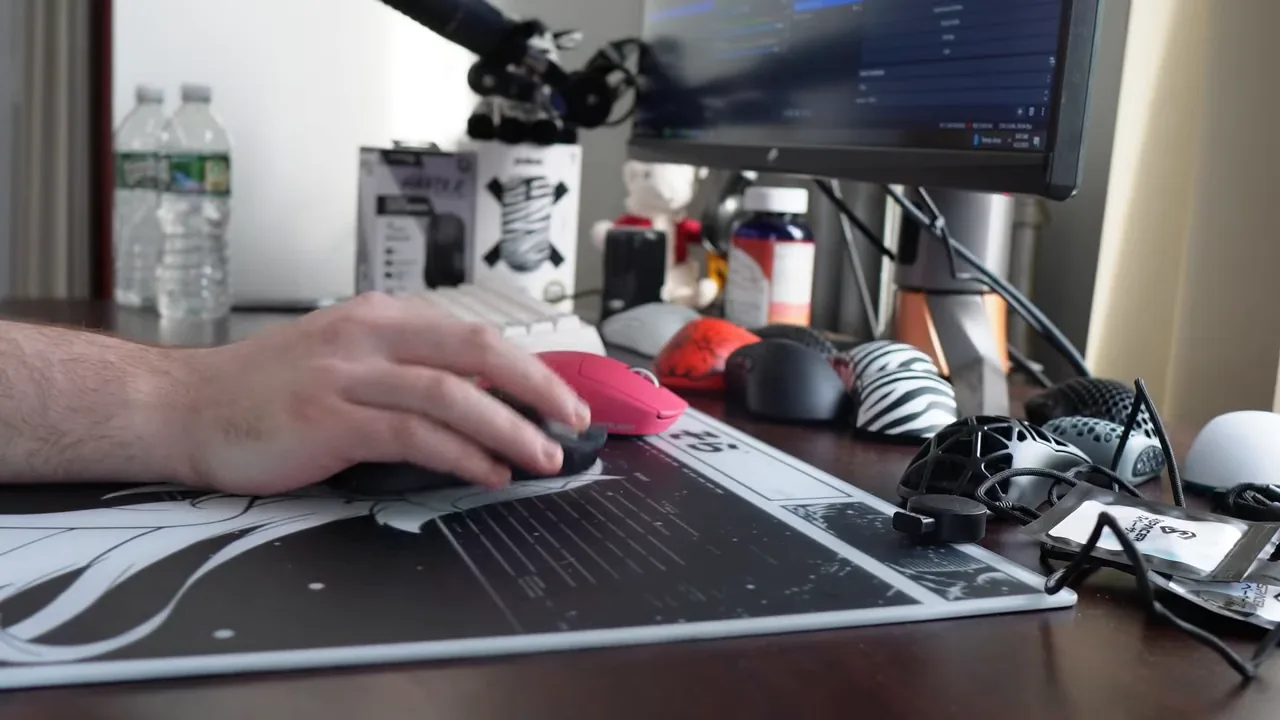 Teste de clique rápido e deslizamento do mouse sem fio