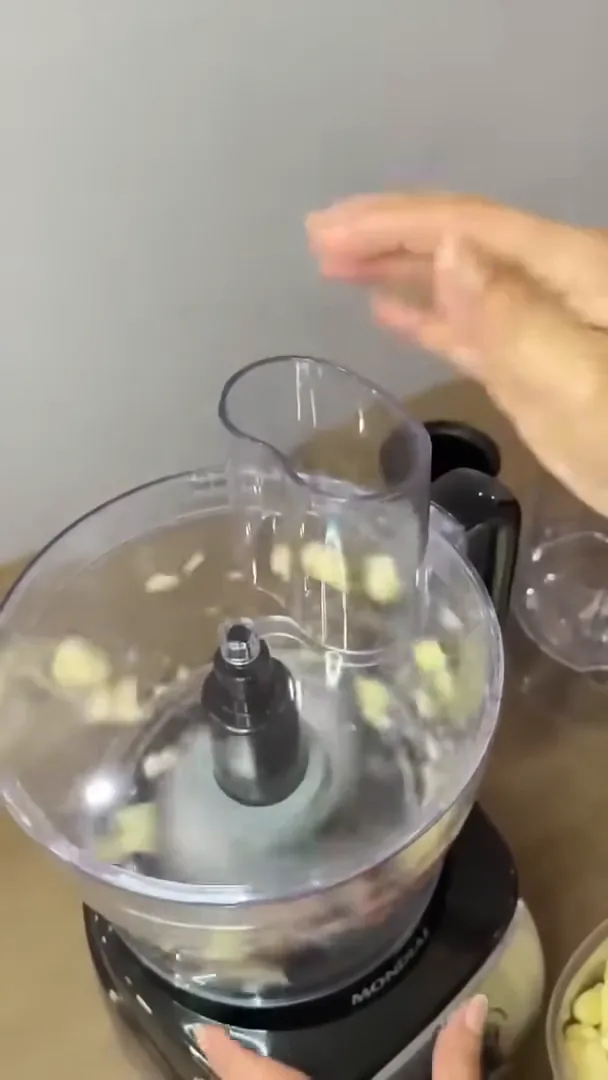 Multiprocessador Mondial triturando dentes de alho rapidamente na jarra