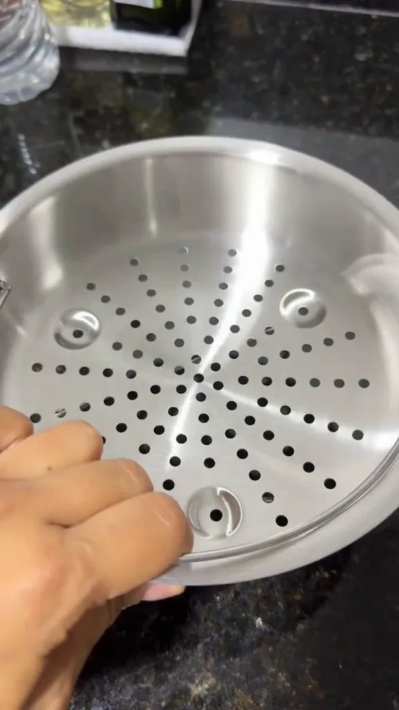 Cesta de aço inox para cozimento de legumes a vapor