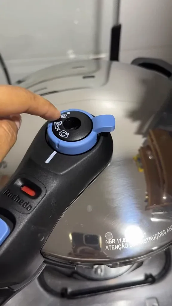 Detalhe da válvula de ajuste de pressão e liberação de vapor