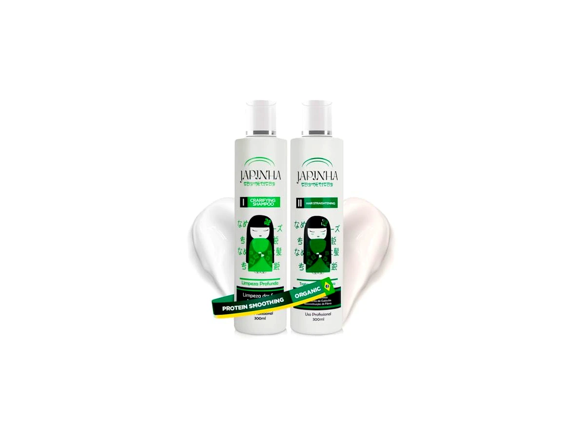 Progressiva sem formol profissional 2 passos 2x300 ml Japinha Cosméticos Orgânica Antifrizz