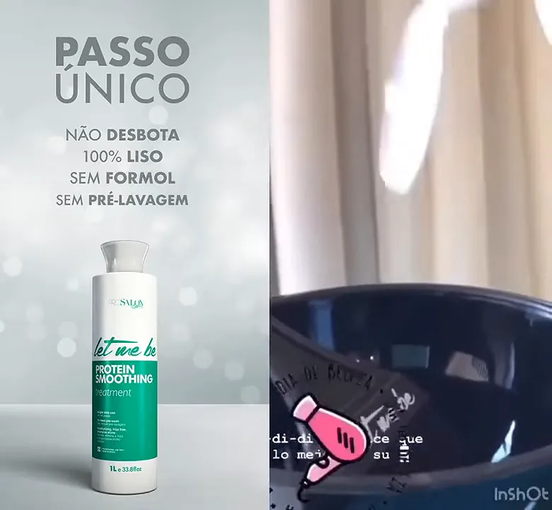 Produto Let Me Be Protein Smoothing sendo despejado na tigela
