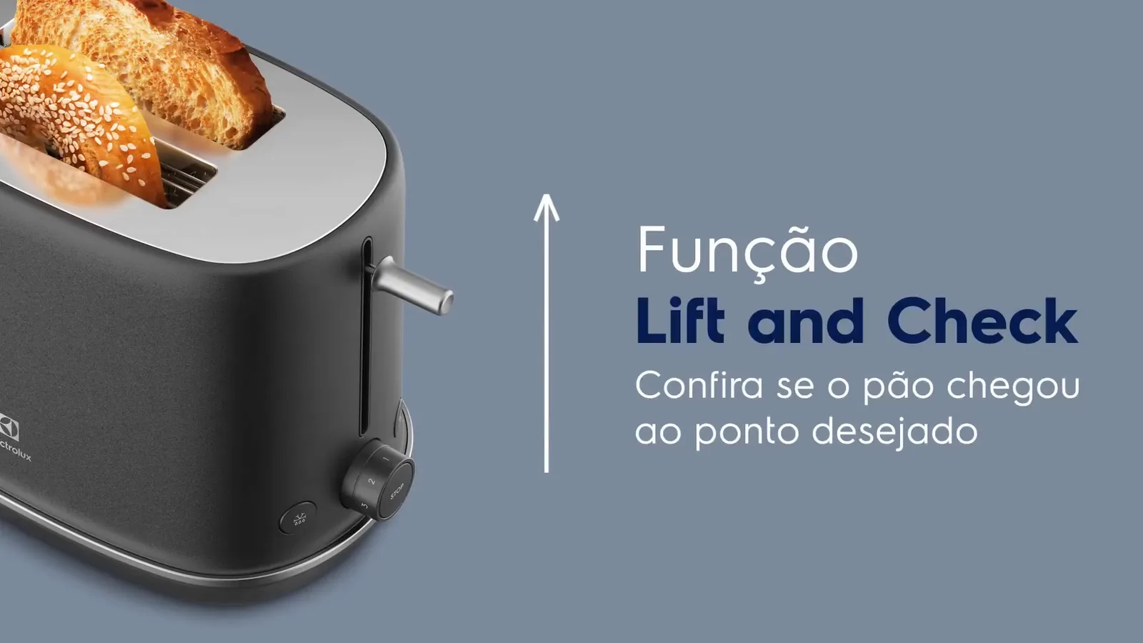 Mecanismo Lift and Check elevando as fatias de pão tostado