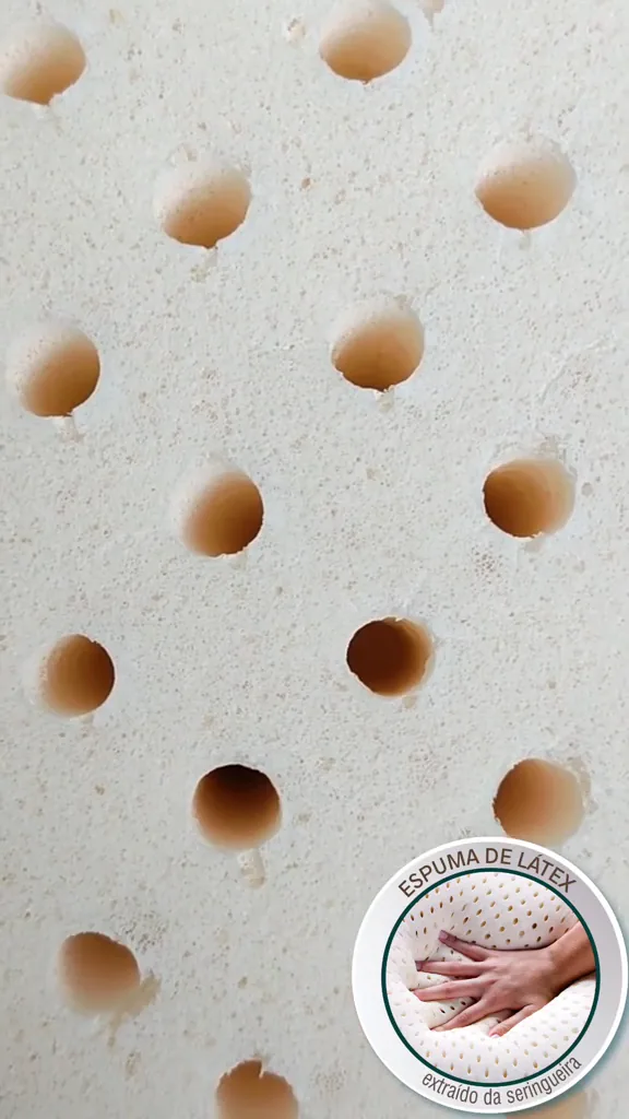 Estrutura com furos de ventilação da espuma de látex natural