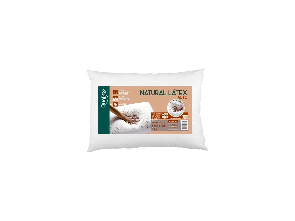 Travesseiro Látex Natural Alto Duoflex Natural Látex