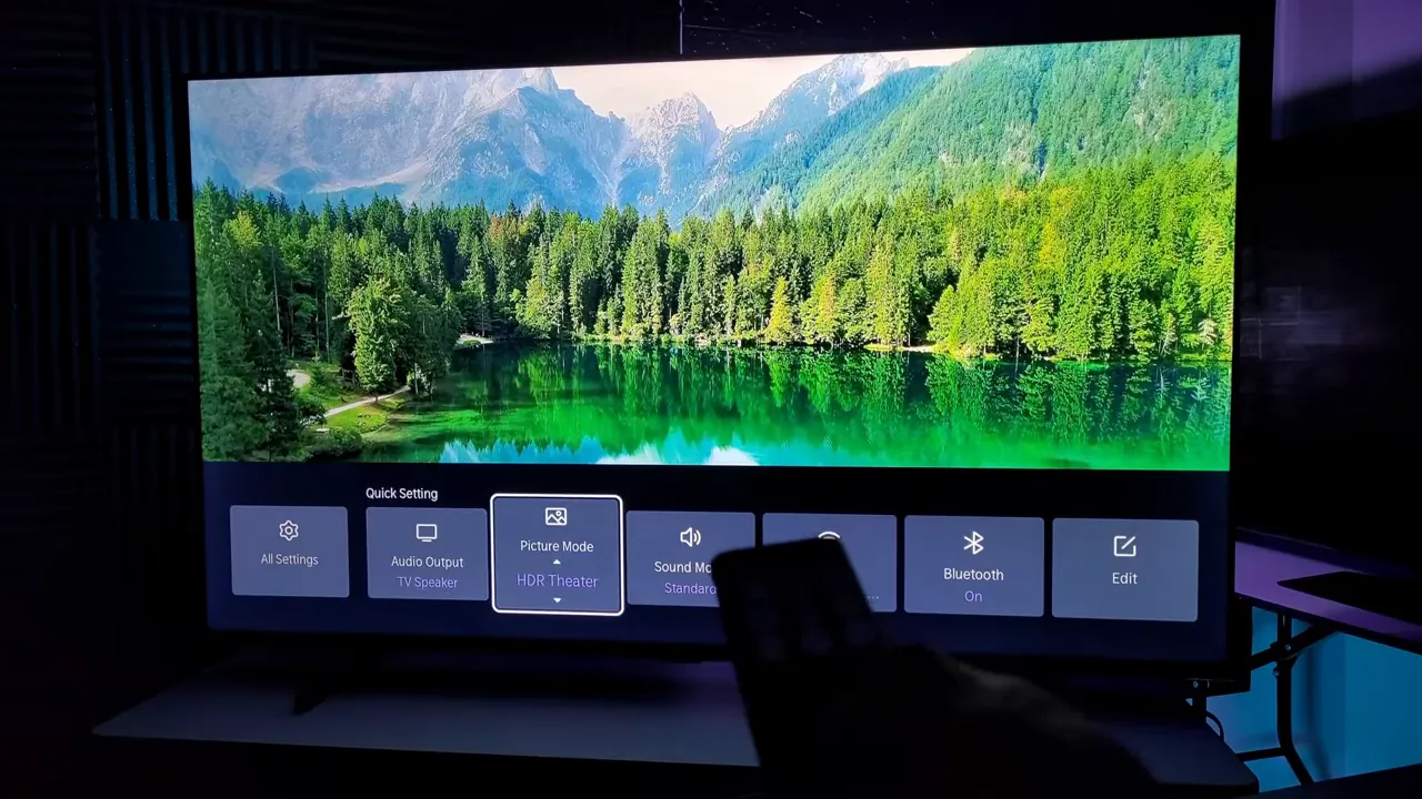 Ajuste dos modos de imagem na smart TV durante exibição de paisagem