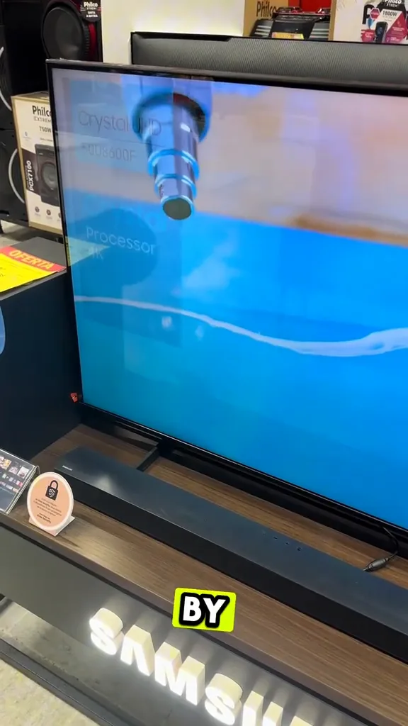 Painel da smart TV Samsung Crystal U8600F exibindo imagens em 4K