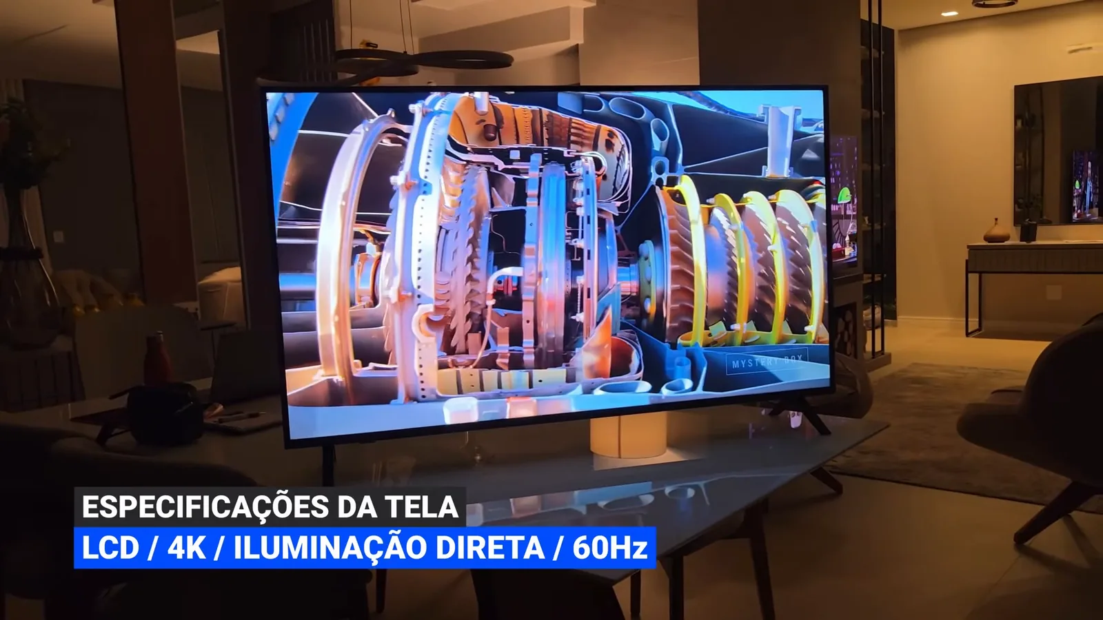 Smart TV LG UA85 exibindo animação tridimensional com alta definição gráfica