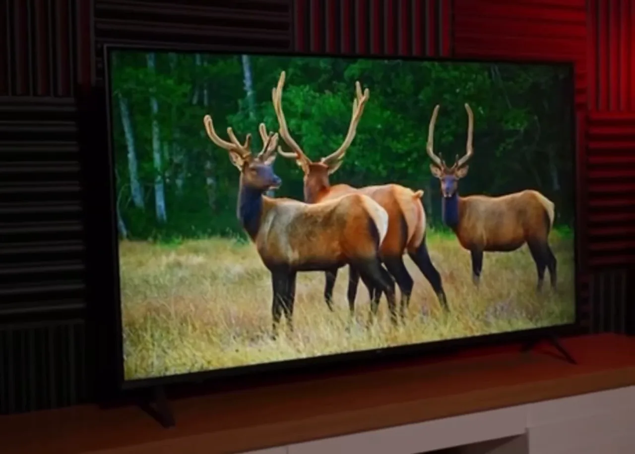 Smart TV LG 60 polegadas exibindo vídeo da natureza com alta nitidez