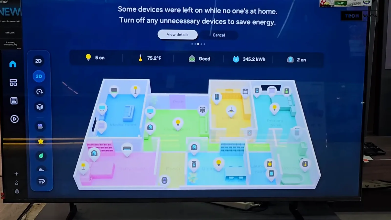 Interface do aplicativo SmartThings exibindo o mapa interativo da casa