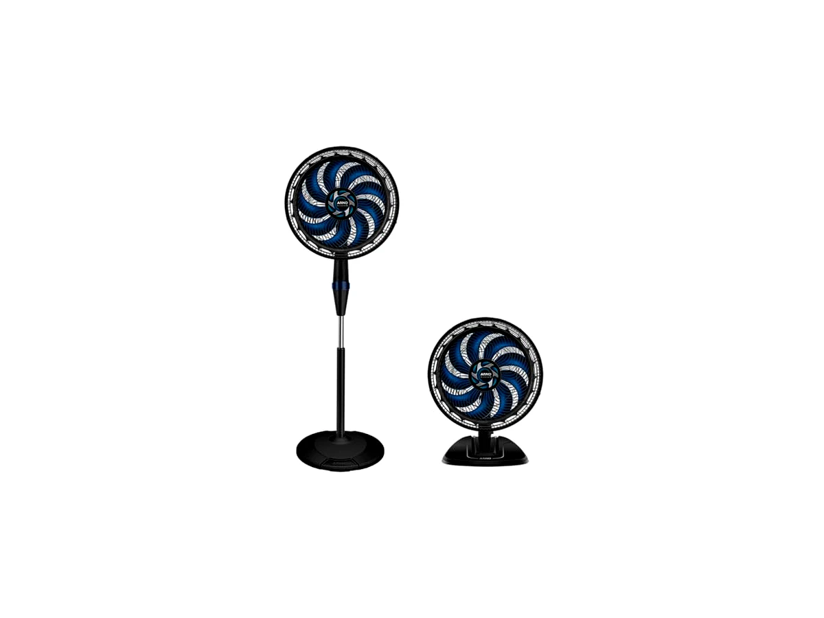 Ventilador de coluna 40cm 9 pás 160W Arno X-Treme 9 VE9M com diâmetro, quantidade de pás e potência confirmados no registro oficial da versão 220V.