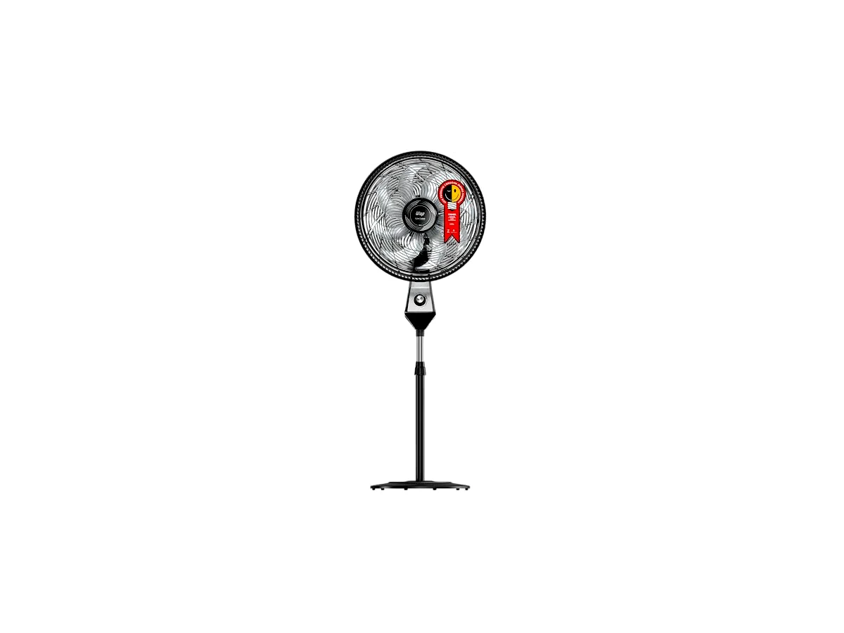 Ventilador de coluna 50cm 8 pás 180W WAP Flow Turbo com grade de 50cm, hélice de 40cm e potência oficial anunciada de 180W.