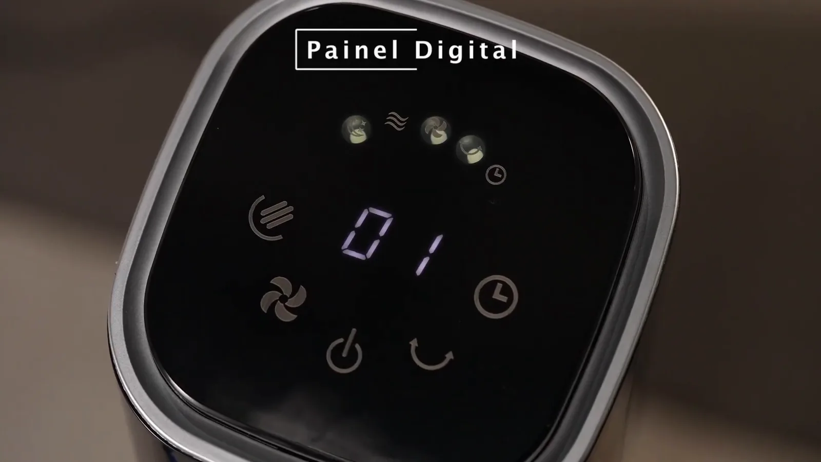 Painel digital touch do ventilador de torre com iluminação LED