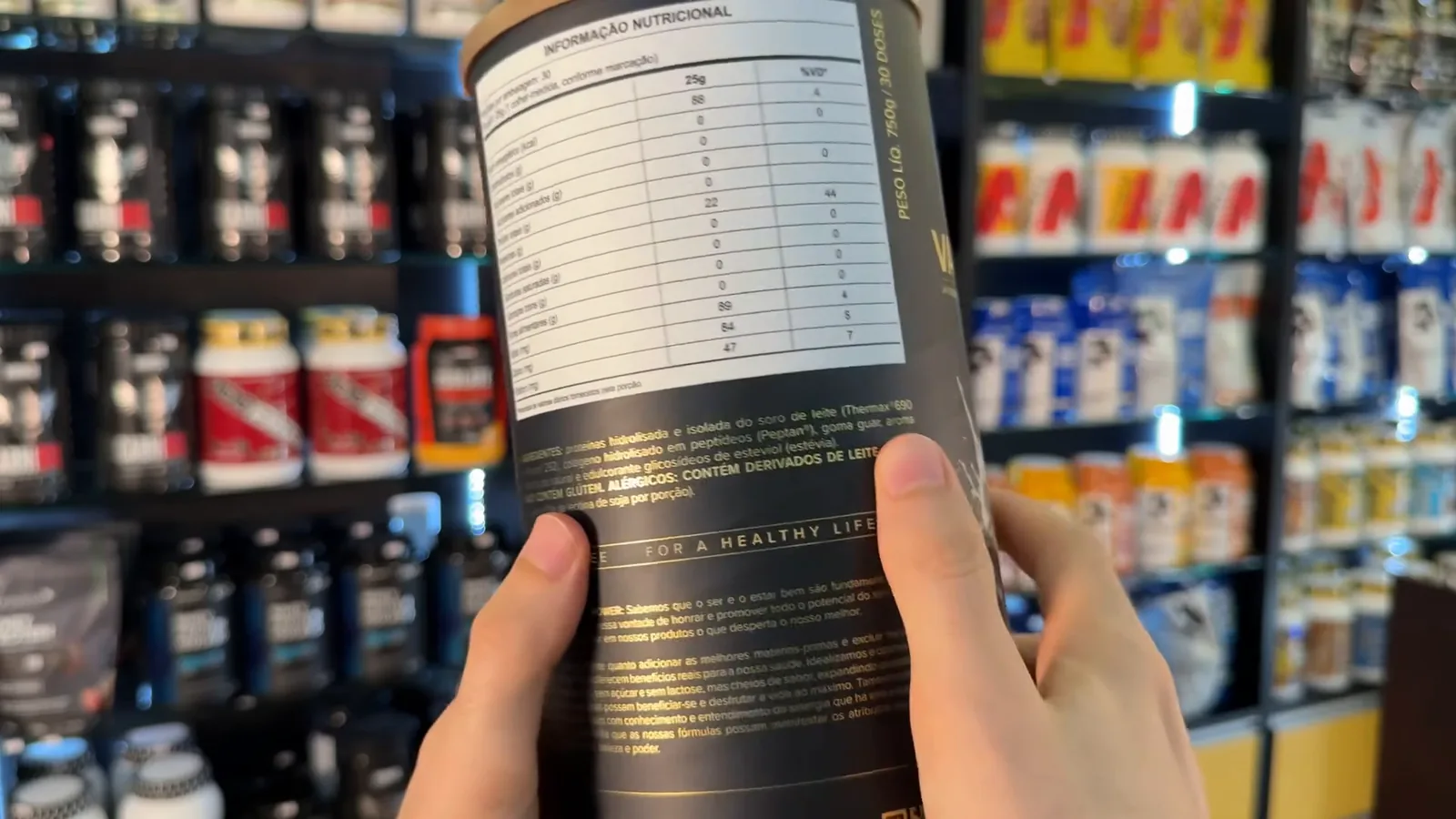 Lista de ingredientes da fórmula de Vanilla Whey no rótulo