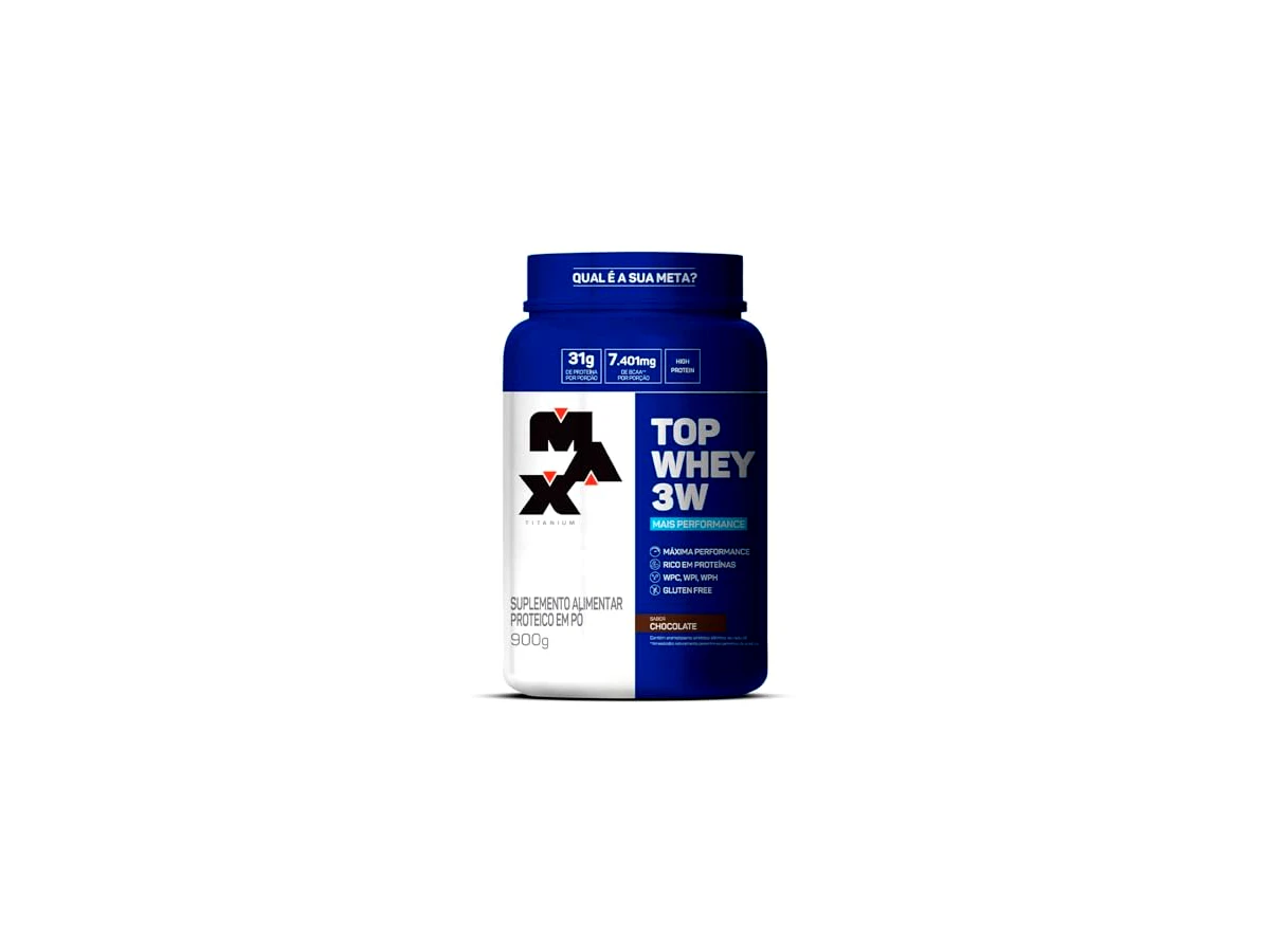 Whey protein hidrolisado 31g de proteína 900g Max Titanium Top Whey 3W Mais Performance