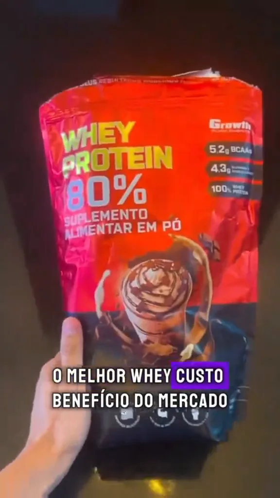 Embalagem frontal do Whey Protein 80 por cento Growth Supplements