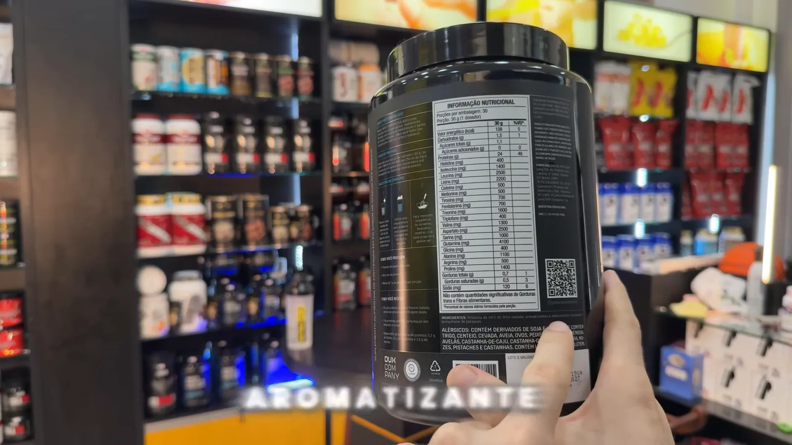 Lista de ingredientes do Whey Protein Isolado Dux Nutrition no rótulo